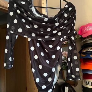 Black and White Polka Dot Off-Shoulder Top